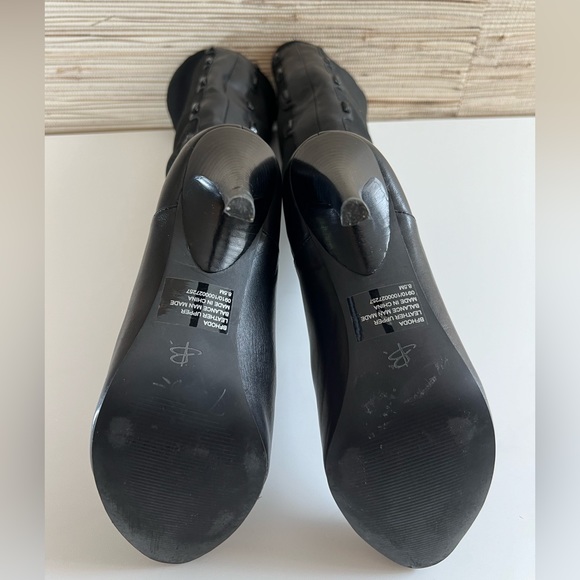 Y2K B Makowsky Jeweled Stretch Leather Knee High Black Vintage Boots Womens 8.5 - Picture 14 of 17